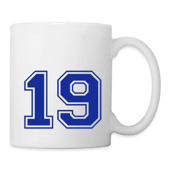 19 - Nummer - Zahl - Tasse - Weiß - Rechts