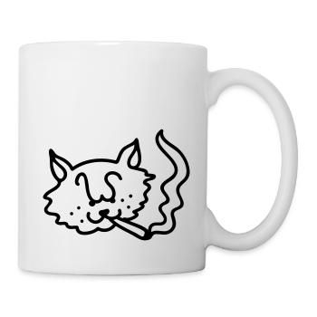 Smoking Cat - Line - Mug - white - Right
