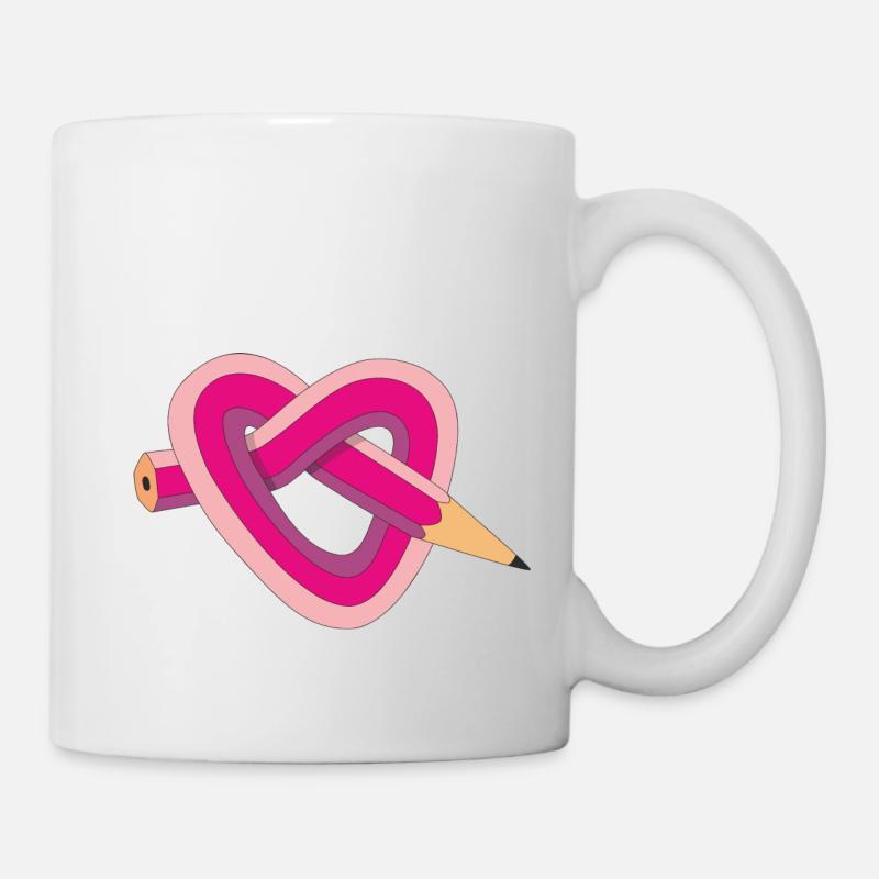 crayon coeur - Mug blanc - blanc