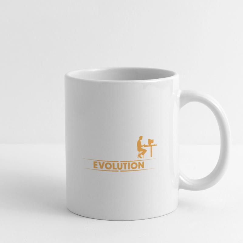 Computer Nerd Evolution - orange/weiss Mug blanc