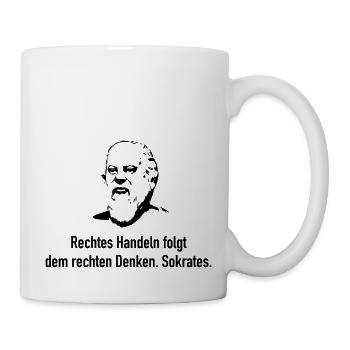 Sokrates: Rechtes Handeln folgt dem rechten Denke - Tasse - Weiß - Rechts