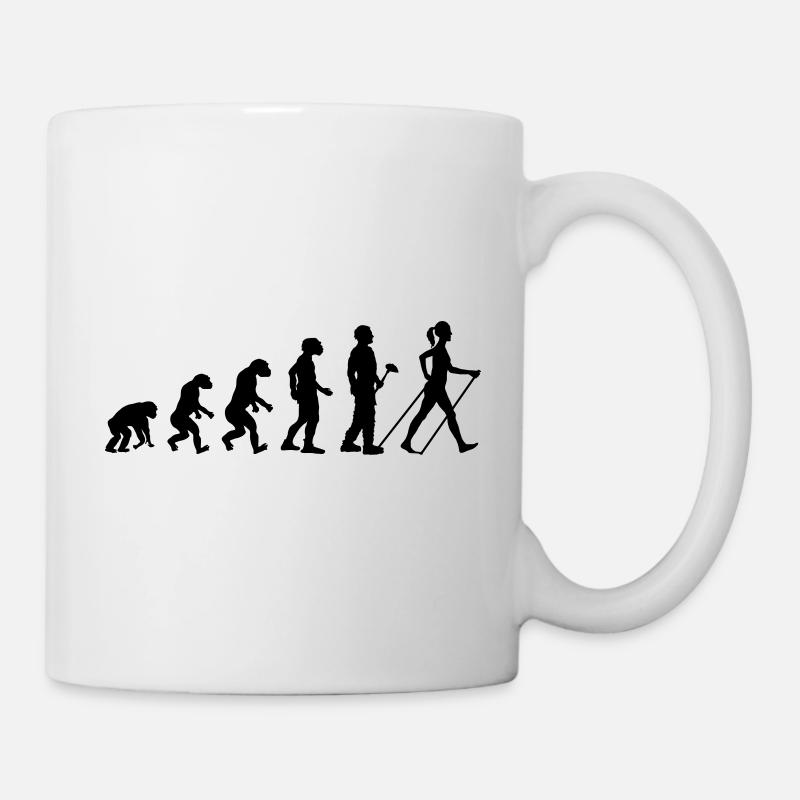 Théorie de l'évolution Nordic Walking Woman - Mug blanc - blanc