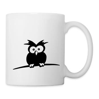sleepy staring cute owl gift - Mug - white - Right