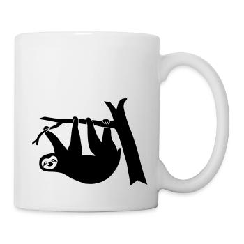 lazy sloth tree forest climbing relaxed wildlife - Mug - white - Right