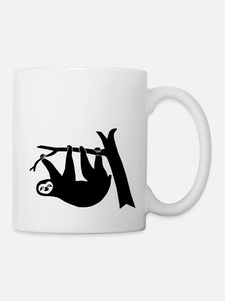 faultier faul climbing klettern baum ast wald - Tasse - Weiß