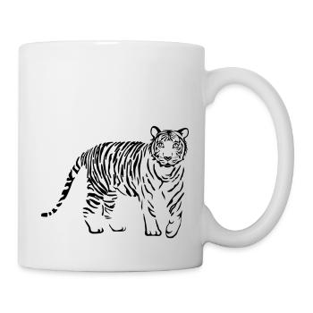 tiger cheetah lion leopard cat wild hunting - Mug - white - Right