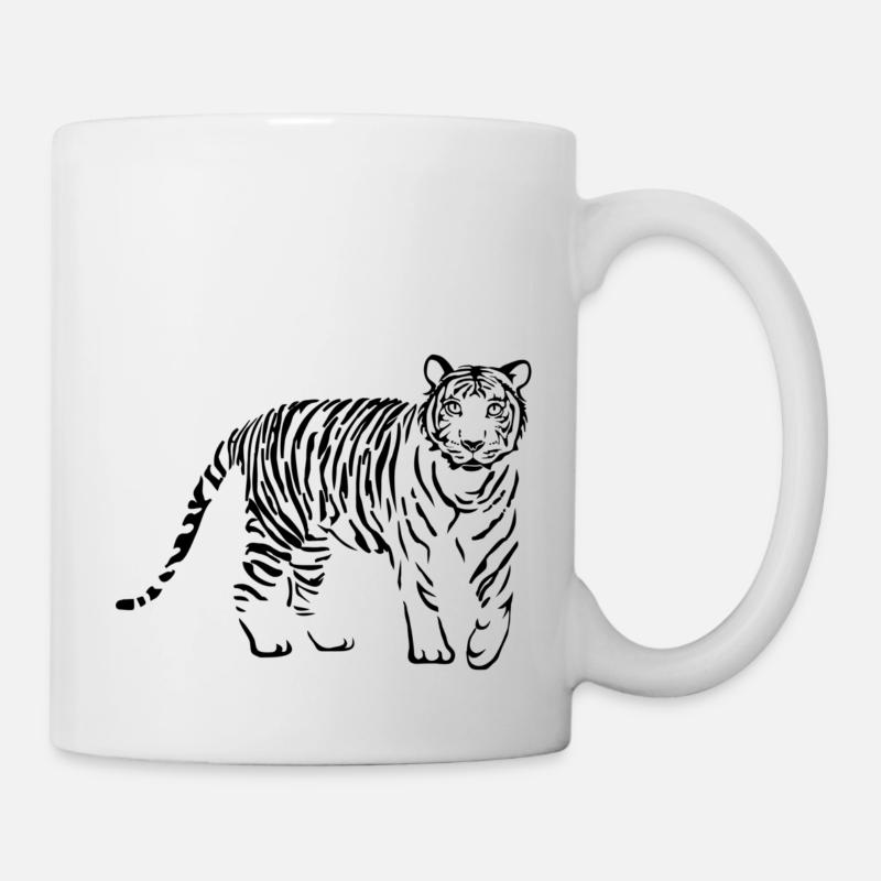 tiger katze löwe lion cougar cat zoo wild - Tasse - Weiß