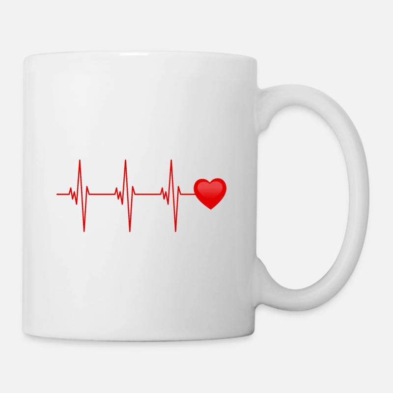 Herzschlag v1 rot - Tasse - Weiß