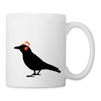 Headphones Kopfhörer Noten Rabe Bird Hipster - Tasse - Weiß - Rechts