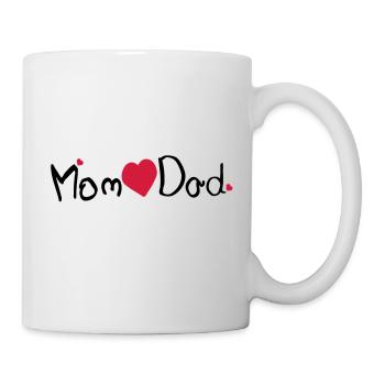 Maman coeur papa txt et coeurs rouges - Mug blanc - blanc - Droite