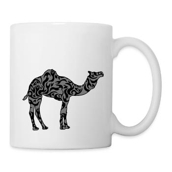 Schönes Muster Kamel Silhouette Umriss Schwarz - Tasse - Weiß - Rechts