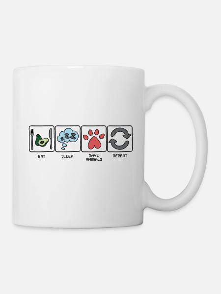 EAT, SLEEP, SAVE ANIMALS, REPEAT - Vegan VipeZ - Tasse - Weiß