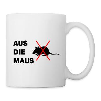Aus die Maus, tote Maus, Kammerjäger, mausetot - Tasse - Weiß - Rechts