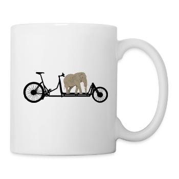 Elephant on cargo bike - Mug - white - Right