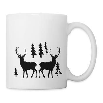 Cerfs de Noël dans les bois - Mug blanc - blanc - Droite