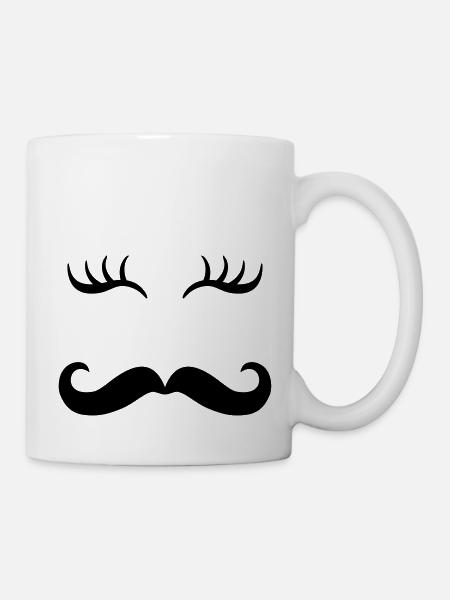 Moustache & eyelashes - Mug - white