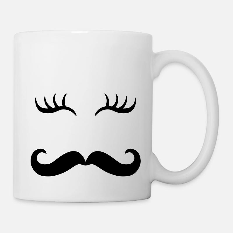 Moustache & Wimpern - Tasse - Weiß