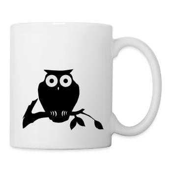 owl on branch - Tasse - Weiß - Rechts