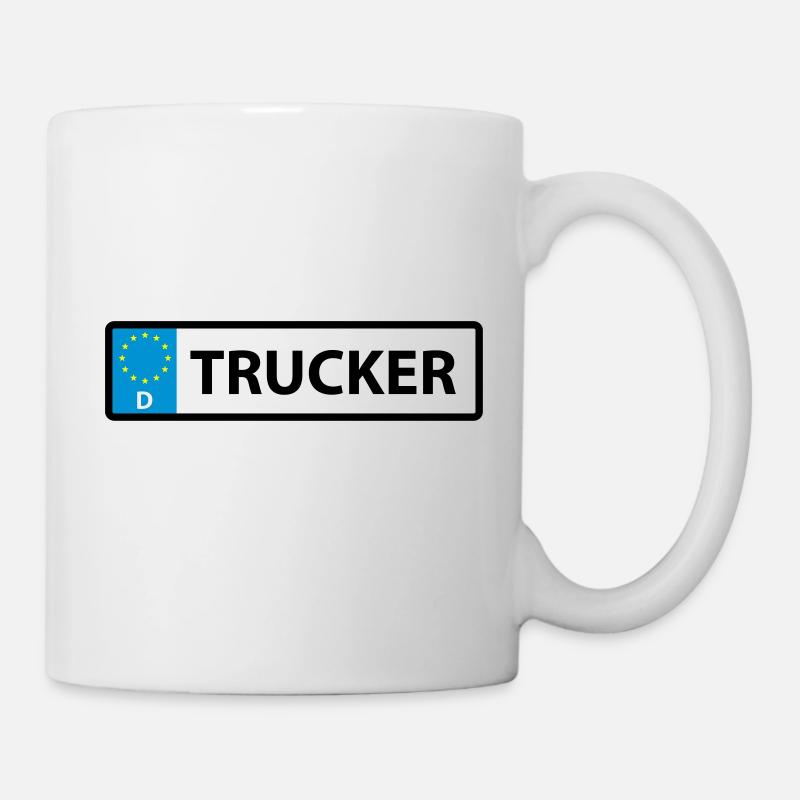 Nummernschild Trucker - Tasse - Weiß