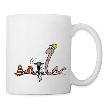 Wurm Bauarbeiter - Tasse - Weiß - Rechts