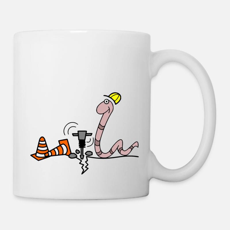Travailleur de la construction de vers - Mug blanc - blanc