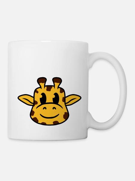 Divertido fresco feliz cabeza de jirafa cara animal - Taza - blanco