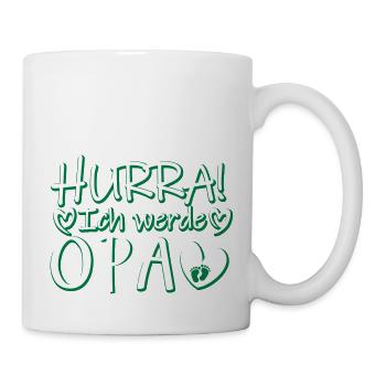 Hurra Ich werde Opa Schwangerschaft Baby Motiv - Tasse - Weiß - Rechts