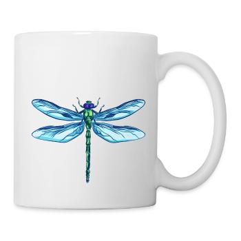 Dragonfly Libelle Geschenk Insekt bunt Flügel - Tasse - Weiß - Rechts