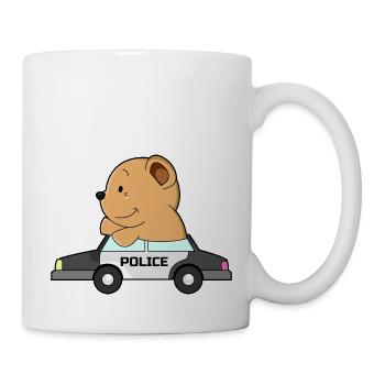 Ours de la police voiture véhicule de la progéniture cadeau - Mug blanc - blanc - Droite