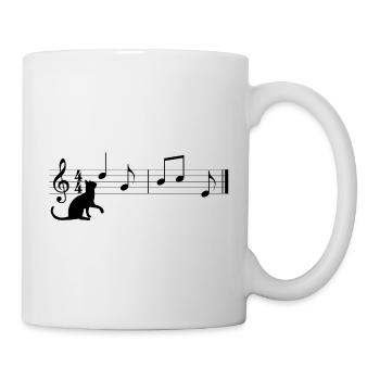 Katze Cat Note Notenschluessel Musiker Dirigent - Tasse - Weiß - Rechts
