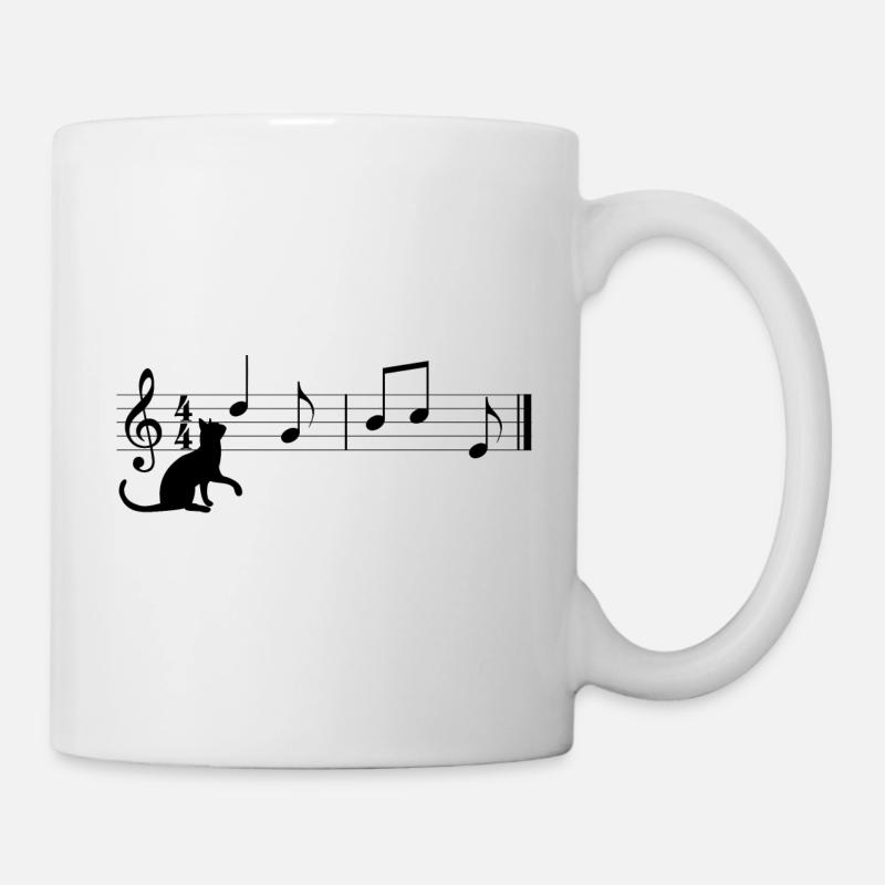 Cat Cat Note Music Key Musician Conductor - Mug - white
