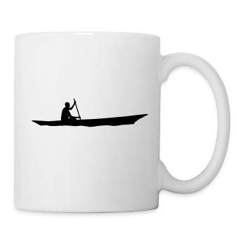 Einbaum Kanu Rudern Silhouette Zeichnung Kanu Afro - Tasse - Weiß - Rechts