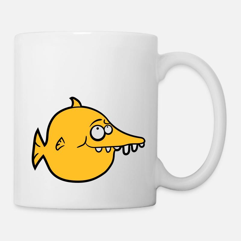dicker runder witziger comic fisch - Tasse - Weiß