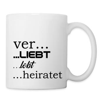 verliebt verlobt verheiratet - Tasse - Weiß - Rechts