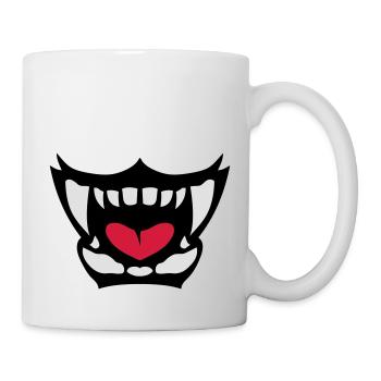 gueule feroce langue ouverte dent 902 - Mug blanc - blanc - Droite