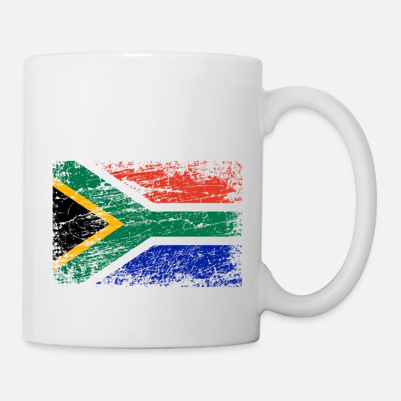 Afrique du Sud drapeau vintage utilisé look Afrique - Mug blanc - blanc