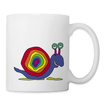 bunt Schnecke Stielauge Regenbogen Kinder Graffiti - Tasse - Weiß - Rechts