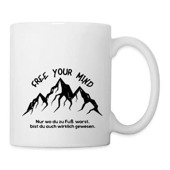 Free your mind - Wandern Berge Alpen Track - Tasse - Weiß - Rechts