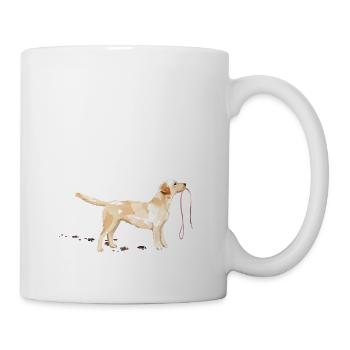 Labrador jaune avec pattes boueuses et laisse - Mug blanc - blanc - Droite