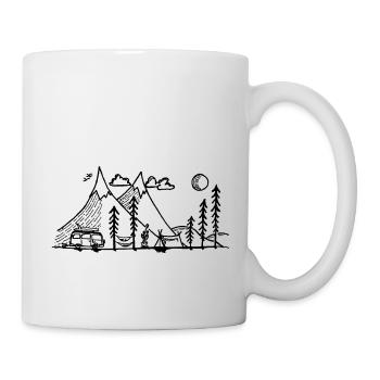 Camper Simple Mountain and Campfire - Mug - white - Right