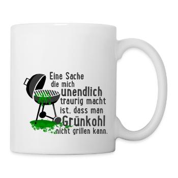Grünkohl kann man nicht Grillen - Tasse - Weiß - Rechts
