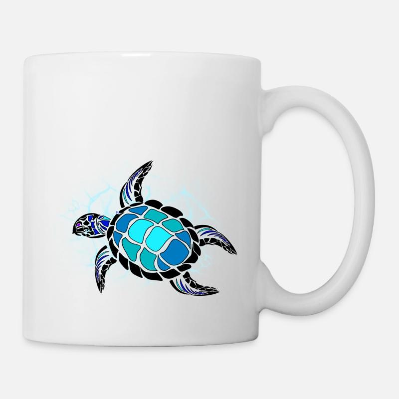 Tortue bleue - Mug blanc - blanc