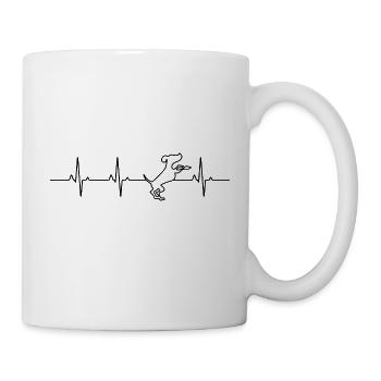 Logo de rythme cardiaque de chien sombre - Mug blanc - blanc - Droite