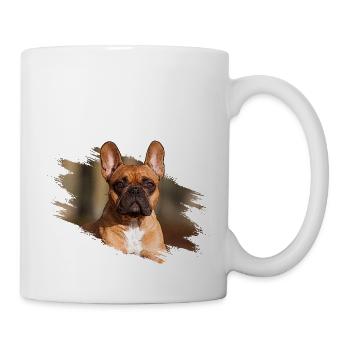 Französische Bulldogge - Tasse - Weiß - Rechts