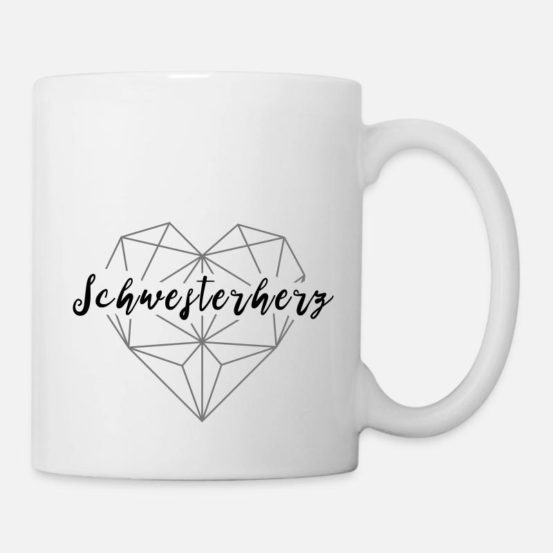 Schwesterherz - Herz geometrisch 04 - Tasse - Weiß