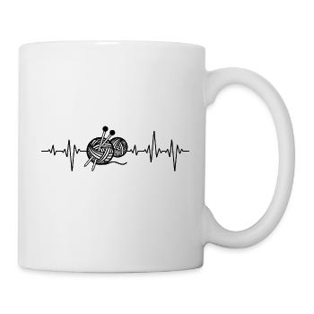 Häklerin Crochet Tricot couture laine battement de coeur - Mug blanc - blanc - Droite