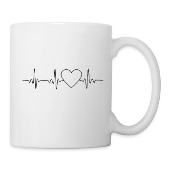 heartbeat heart 2 noir - Mug blanc - blanc - Droite