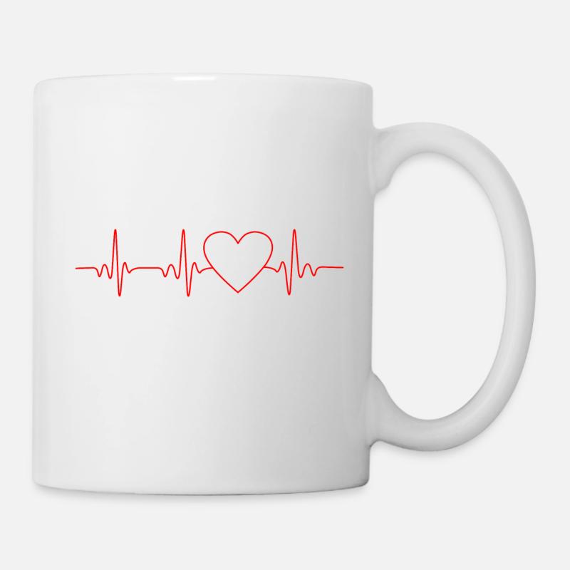 Heartbeat Herz rot - Tasse - Weiß