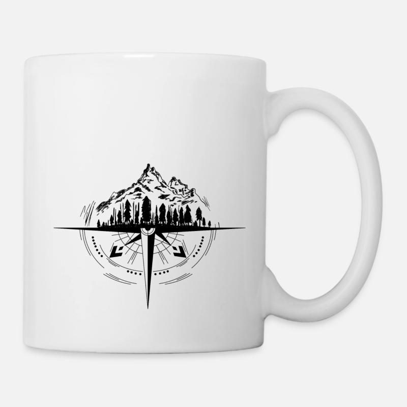 Montagnes et boussole - Mug blanc - blanc