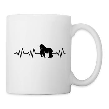 Herzschlag Gorilla Affe EKG Ich liebe Gorillas Zoo - Tasse - Weiß - Rechts